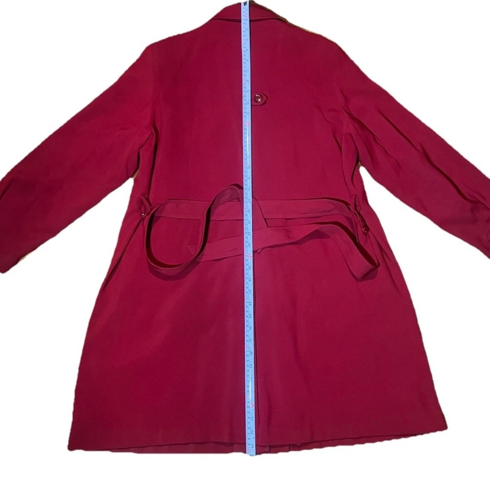 Gallery Womens Trench Coat Cotton Blend Red Size L - Picture 9 of 16